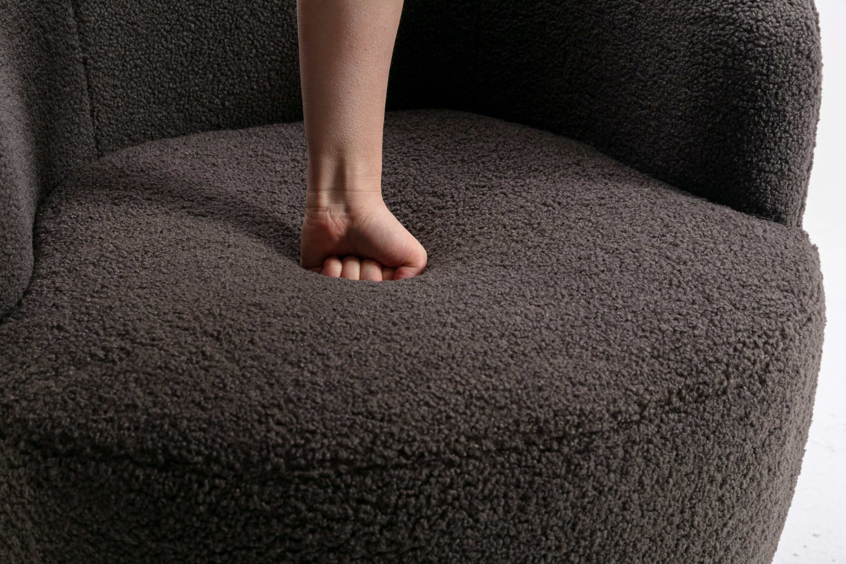 Tule Boucle Swivel Accent Armchair with Metal Ring Detail Dark Gray - Ornate Home