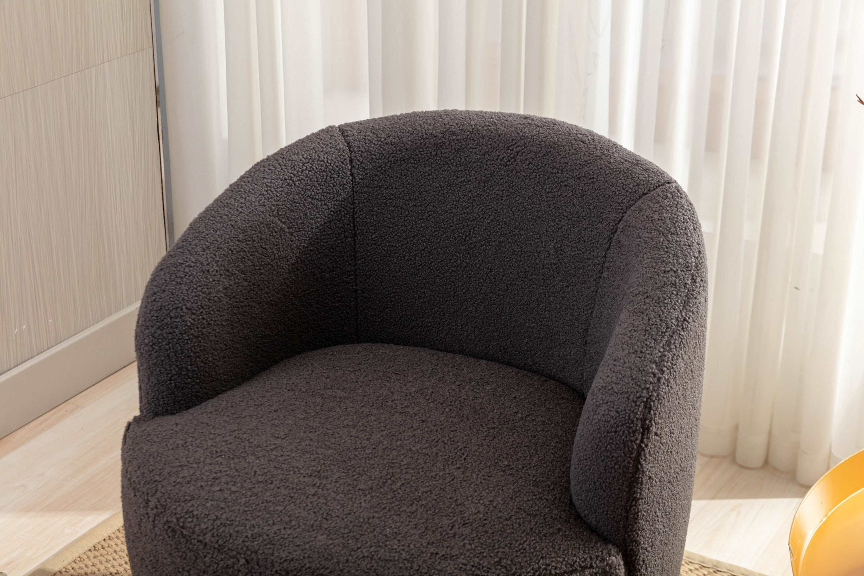 Tule Boucle Swivel Accent Armchair with Metal Ring Detail Dark Gray - Ornate Home
