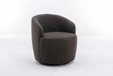 Tule Boucle Swivel Accent Armchair with Metal Ring Detail Dark Gray - Ornate Home