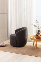 Tule Boucle Swivel Accent Armchair with Metal Ring Detail Dark Gray - Ornate Home