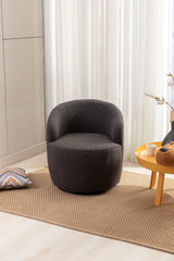 Tule Boucle Swivel Accent Armchair with Metal Ring Detail Dark Gray - Ornate Home