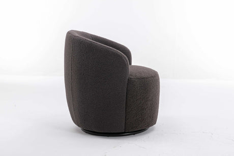 Tule Boucle Swivel Accent Armchair with Metal Ring Detail Dark Gray - Ornate Home