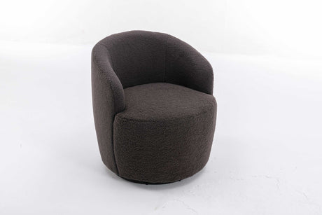 Tule Boucle Swivel Accent Armchair with Metal Ring Detail Dark Gray - Ornate Home