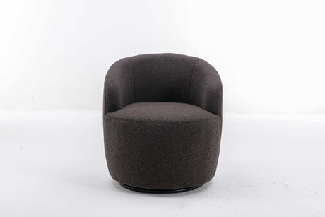 Tule Boucle Swivel Accent Armchair with Metal Ring Detail Dark Gray - Ornate Home