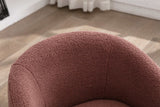 Tule Boucle Swivel Accent Armchair with Metal Ring Detail Dark Red - Ornate Home