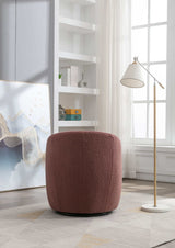 Tule Boucle Swivel Accent Armchair with Metal Ring Detail Dark Red - Ornate Home