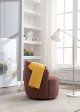 Tule Boucle Swivel Accent Armchair with Metal Ring Detail Dark Red - Ornate Home