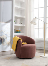 Tule Boucle Swivel Accent Armchair with Metal Ring Detail Dark Red - Ornate Home