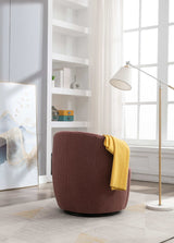 Tule Boucle Swivel Accent Armchair with Metal Ring Detail Dark Red - Ornate Home