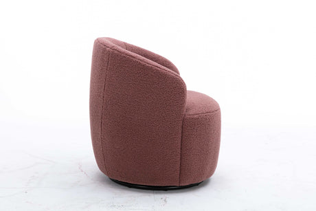 Tule Boucle Swivel Accent Armchair with Metal Ring Detail Dark Red - Ornate Home