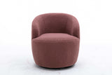 Tule Boucle Swivel Accent Armchair with Metal Ring Detail Dark Red - Ornate Home
