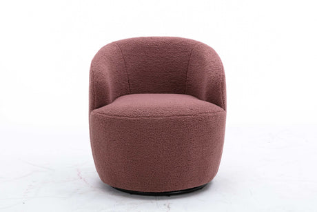 Tule Boucle Swivel Accent Armchair with Metal Ring Detail Dark Red - Ornate Home