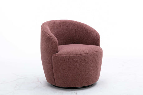 Tule Boucle Swivel Accent Armchair with Metal Ring Detail Dark Red - Ornate Home