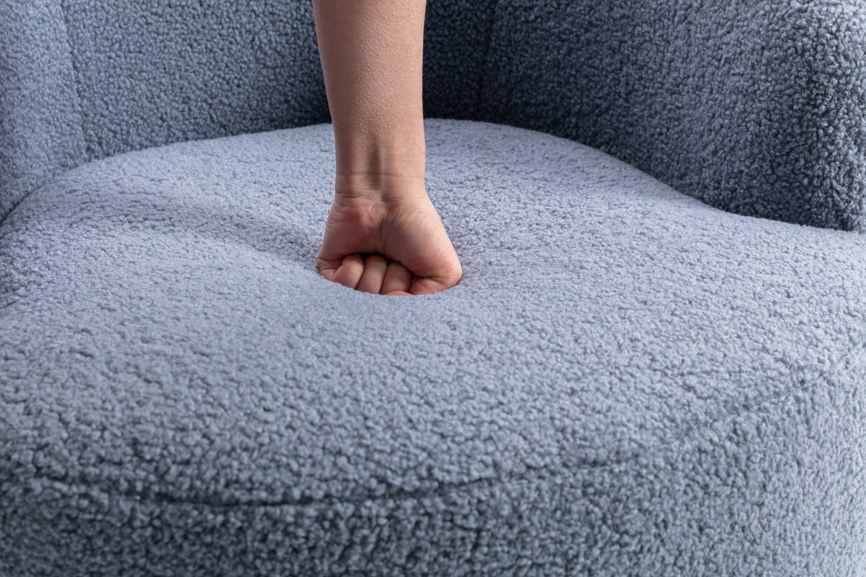 Tule Boucle Swivel Accent Armchair with Metal Ring Detail Light Blue - Ornate Home