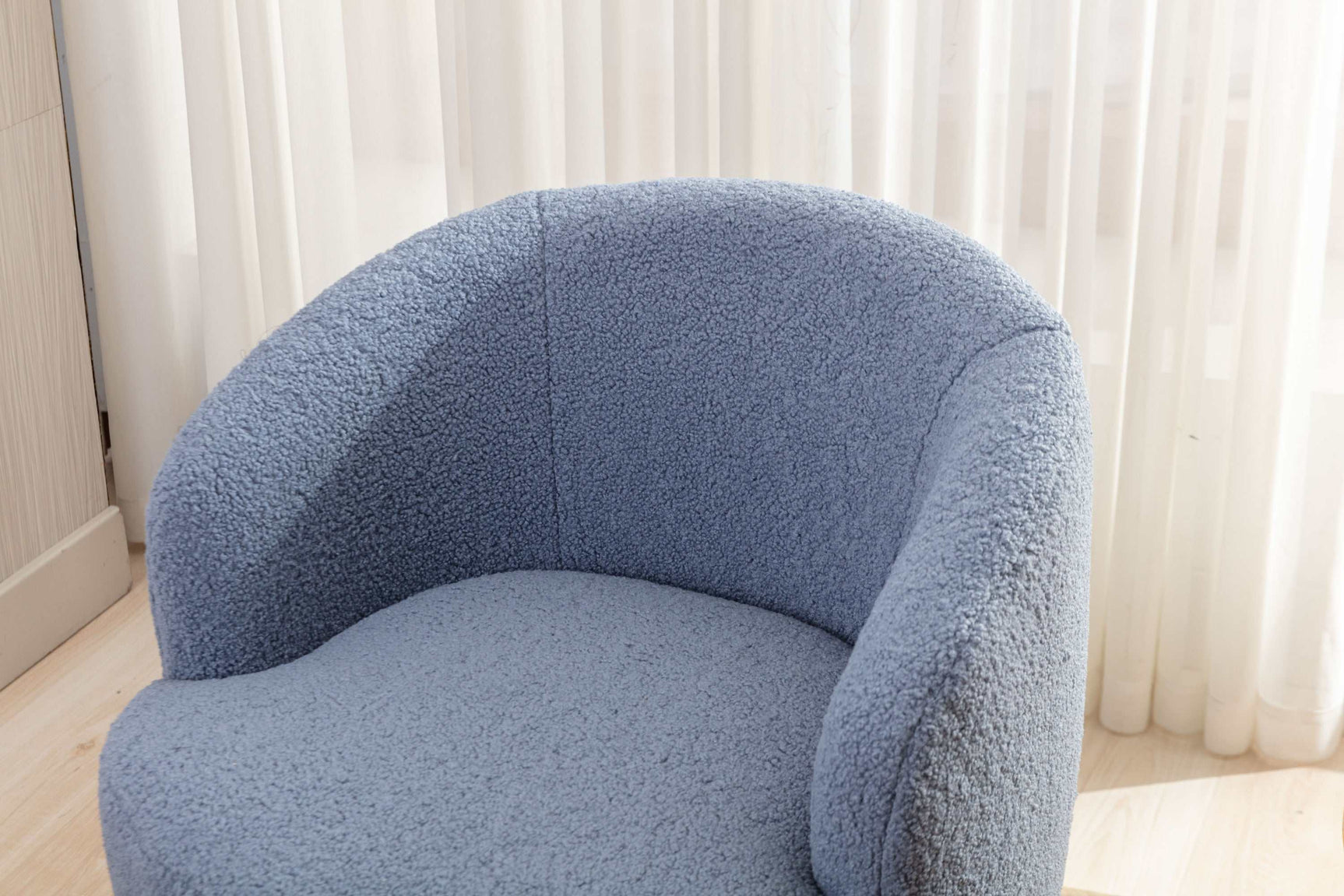 Tule Boucle Swivel Accent Armchair with Metal Ring Detail Light Blue - Ornate Home