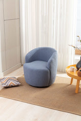 Tule Boucle Swivel Accent Armchair with Metal Ring Detail Light Blue - Ornate Home