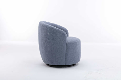 Tule Boucle Swivel Accent Armchair with Metal Ring Detail Light Blue - Ornate Home