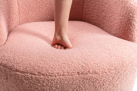 Tule Boucle Swivel Accent Armchair with Metal Ring Detail Light Pink - Ornate Home