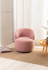 Tule Boucle Swivel Accent Armchair with Metal Ring Detail Light Pink - Ornate Home
