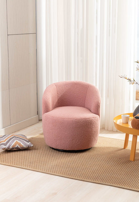 Tule Boucle Swivel Accent Armchair with Metal Ring Detail Light Pink - Ornate Home