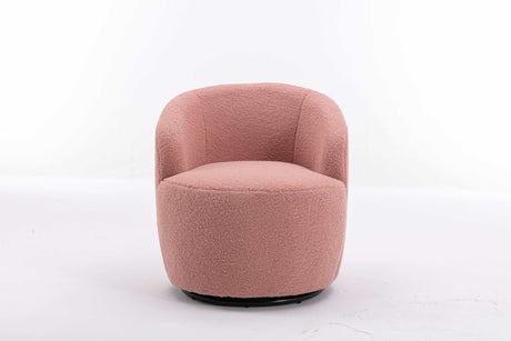 Tule Boucle Swivel Accent Armchair with Metal Ring Detail Light Pink - Ornate Home