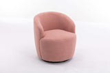 Tule Boucle Swivel Accent Armchair with Metal Ring Detail Light Pink - Ornate Home