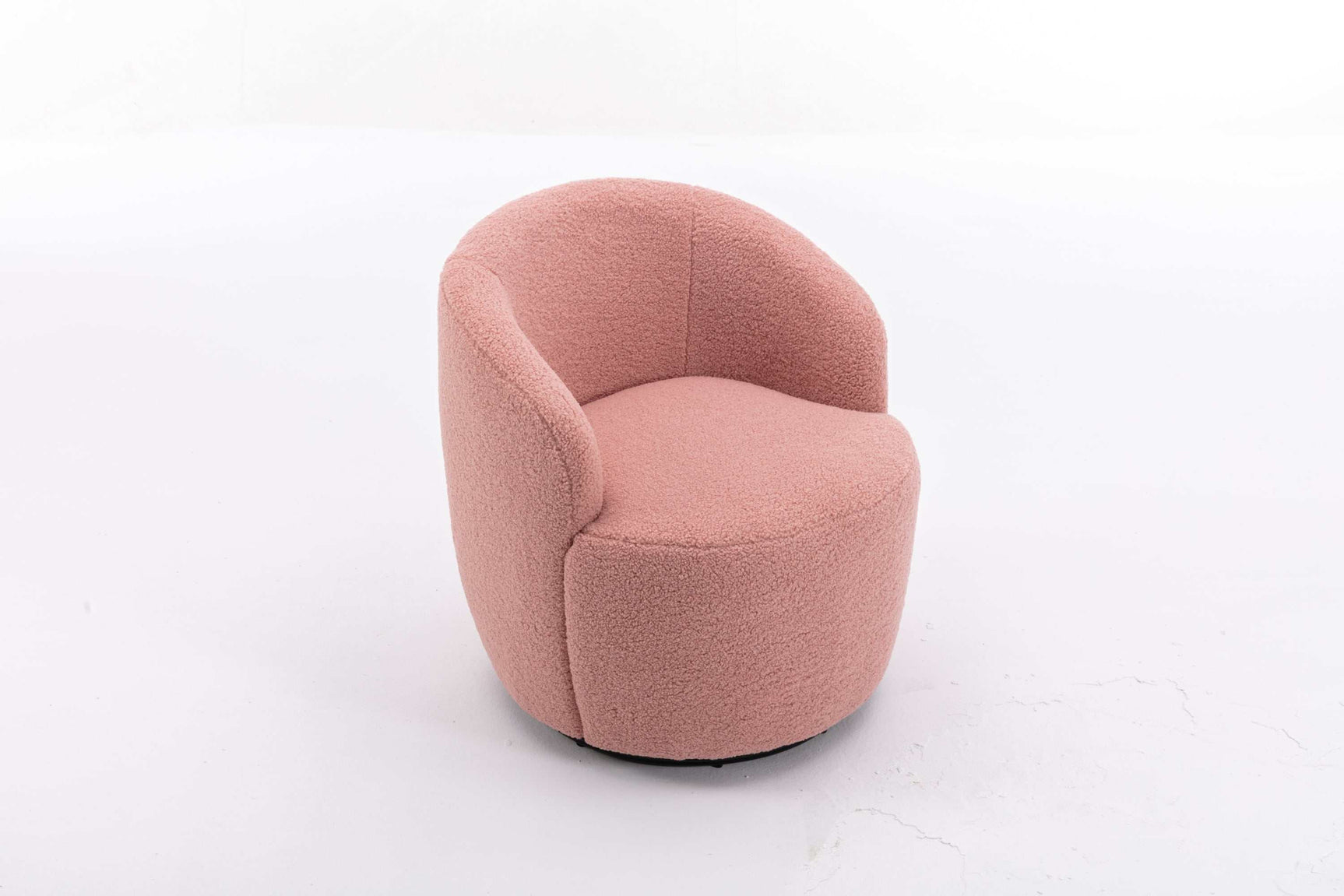 Tule Boucle Swivel Accent Armchair with Metal Ring Detail Light Pink - Ornate Home