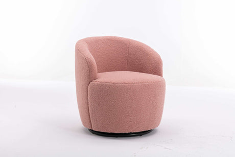 Tule Boucle Swivel Accent Armchair with Metal Ring Detail Light Pink - Ornate Home