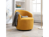 Tule Boucle Swivel Accent Armchair with Metal Ring Detail Yellow - Ornate Home