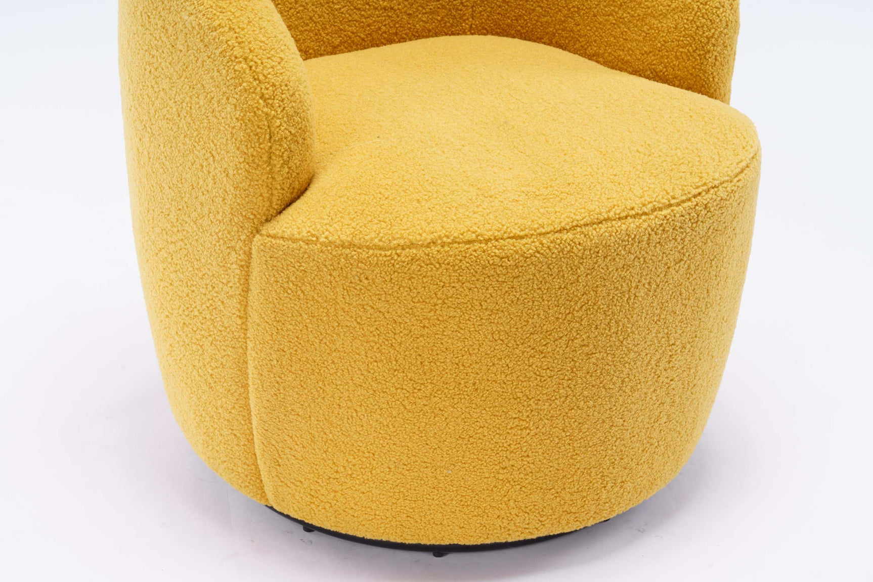 Tule Boucle Swivel Accent Armchair with Metal Ring Detail Yellow - Ornate Home