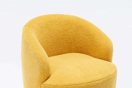 Tule Boucle Swivel Accent Armchair with Metal Ring Detail Yellow - Ornate Home