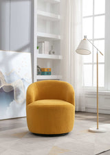 Tule Boucle Swivel Accent Armchair with Metal Ring Detail Yellow - Ornate Home
