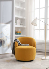 Tule Boucle Swivel Accent Armchair with Metal Ring Detail Yellow - Ornate Home