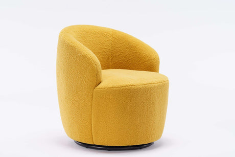 Tule Boucle Swivel Accent Armchair with Metal Ring Detail Yellow - Ornate Home