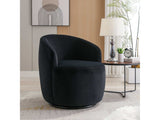 Tule Velvet Swivel Accent Armchair with Metal Ring Detail Black - Ornate Home