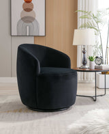 Tule Velvet Swivel Accent Armchair with Metal Ring Detail Black - Ornate Home