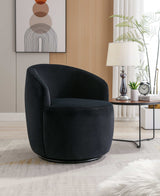 Tule Velvet Swivel Accent Armchair with Metal Ring Detail Black - Ornate Home