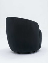 Tule Velvet Swivel Accent Armchair with Metal Ring Detail Black - Ornate Home