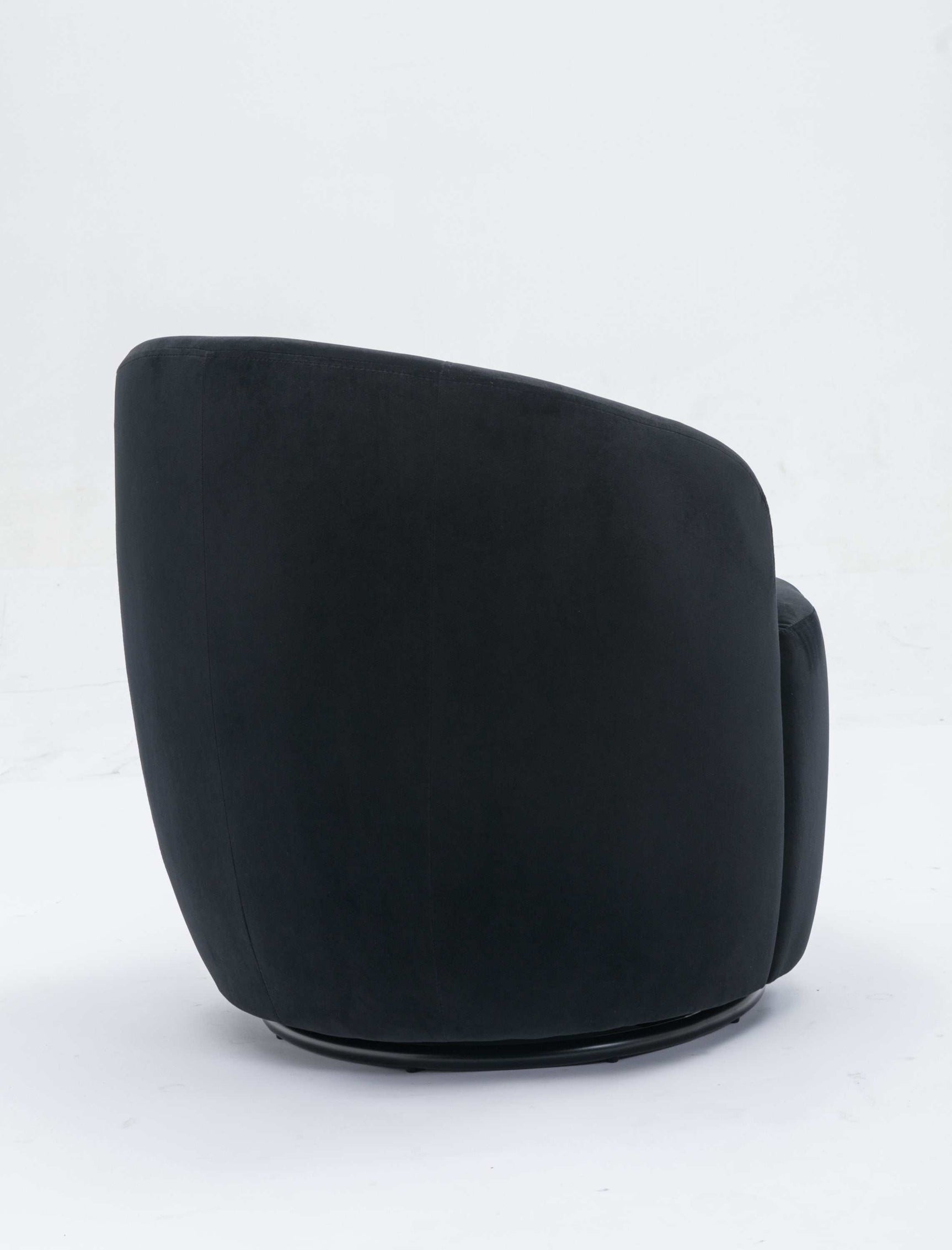 Tule Velvet Swivel Accent Armchair with Metal Ring Detail Black - Ornate Home