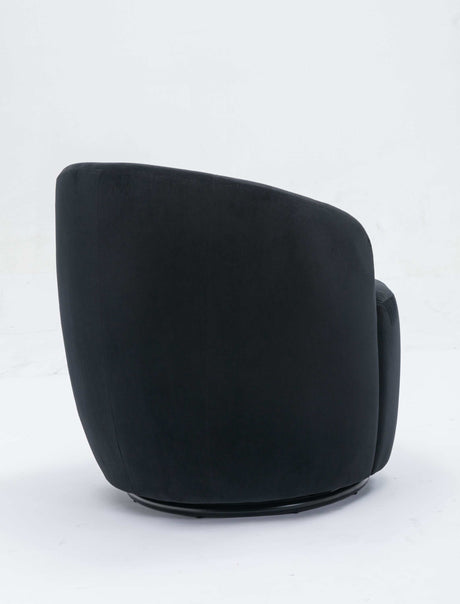 Tule Velvet Swivel Accent Armchair with Metal Ring Detail Black - Ornate Home