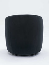 Tule Velvet Swivel Accent Armchair with Metal Ring Detail Black - Ornate Home