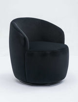Tule Velvet Swivel Accent Armchair with Metal Ring Detail Black - Ornate Home
