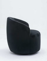 Tule Velvet Swivel Accent Armchair with Metal Ring Detail Black - Ornate Home
