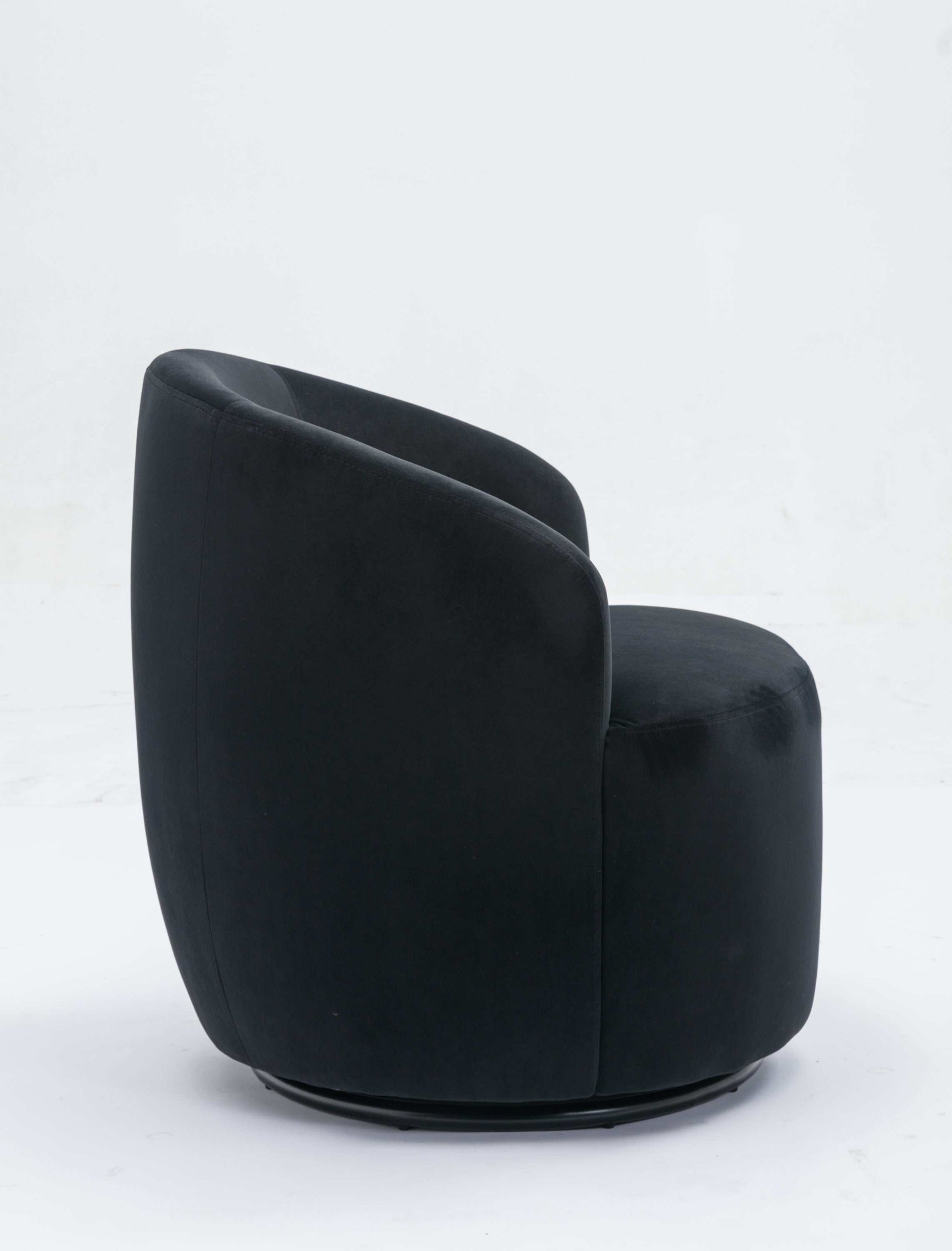 Tule Velvet Swivel Accent Armchair with Metal Ring Detail Black - Ornate Home