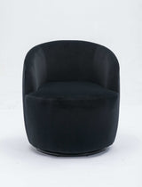 Tule Velvet Swivel Accent Armchair with Metal Ring Detail Black - Ornate Home