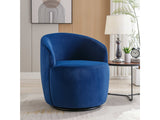 Tule Velvet Swivel Accent Armchair with Metal Ring Detail Blue - Ornate Home