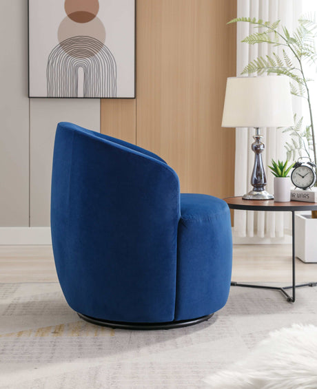 Tule Velvet Swivel Accent Armchair with Metal Ring Detail Blue - Ornate Home