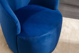 Tule Velvet Swivel Accent Armchair with Metal Ring Detail Blue - Ornate Home