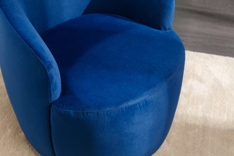 Tule Velvet Swivel Accent Armchair with Metal Ring Detail Blue - Ornate Home