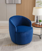 Tule Velvet Swivel Accent Armchair with Metal Ring Detail Blue - Ornate Home